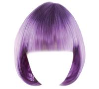 Short Wigs, 9.8 Inch Natural Looking Bob Wig, High Temperature Silk Bob Wig with Bangs, Purple with Bangs for Women Girls Cosplay Short Wigs