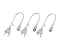 shortix Lot de 3 câbles d'alimentation Courts (câble d'alimentation avec fiche Plate européenne vers Prise Euro 8). Blanc. 30 cm.