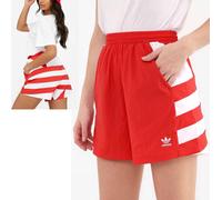 Shorts Adidas Trefoil Logo Femme Taille Haute Moderne Pantalon Fille Rouge/Blanc