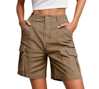 Shorts Bermuda Femme Léger - Short de Randonnée Cargo Imperméable à Séchage Rapide avec Poches Zippées pour Camping en Été