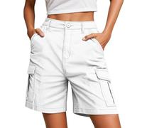 Shorts Bermuda Femme Léger - Short de Randonnée Cargo Imperméable à Séchage Rapide avec Poches Zippées pour Camping en Été