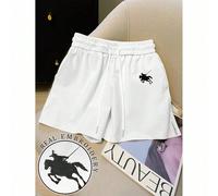 Shorts blancs réguliers pour femmes, best-sellers, avec broderie de chevalier et fente sur le côté L,M,S,XL,XSAnimal,PortraitÉtoffe