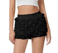 Shorts Bloomer pour femme Y2k - Dentelle - Courte - Multicouche - Volants - Élastique - Taille basse - Hot pants - Mini - Pour adolescentes et filles - Élégant - Ruffl - Dentelle - Lolita - Jupon