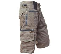 Shorts cargo à plusieurs poches zippées pour homme, longueur genou, pour randonnée, coupe décontractée - Pantalon militaire tendance sous le genou, pantalons de travail outdoor, vêtements d’été légers