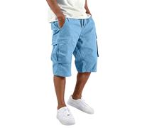 Shorts cargo décontractés pour hommes, coupe droite ample, multi-poches, couleur unie, avec cordon de serrage, collection été 2026 Rouge