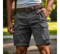 Shorts Cargo Décontractés pour Hommes, Résistants à l'Usure, Multi-Poches, Respirants, Coupe Droite, Couleur Unie, Idéaux pour l'Été et la Plage green