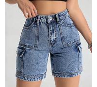 Shorts cargo en jean délavé casual pour femmes Petite XXS,Petite XS,Petite S,Petite MUnicoloreJean
