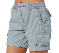 Shorts Cargo Femme Été Léger Taille Elastique Pantalons Court Taille Haute Fermeture éclair pour Randonnée Golf Loisir Safari avec Multi-Poches Décontractés Short