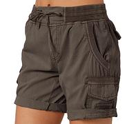 Shorts Cargo Femme Été Léger Taille Elastique Pantalons Court Taille Haute Fermeture éclair pour Randonnée Golf Loisir Safari avec Multi-Poches Décontractés Short