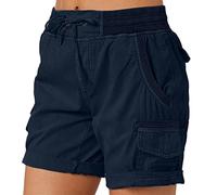 Shorts Cargo Femme Été Léger Taille Elastique Pantalons Court Taille Haute Fermeture éclair pour Randonnée Golf Loisir Safari avec Multi-Poches Décontractés Short