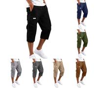 Shorts Cargo Homme Bermuda Été 3/4 Pantalon Coton Sport Elastique Pantacourt unieShort De Travail Loisirs Voyage Shorts De Sport Randonnée Casual Quotidien