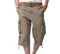 Shorts Cargo Homme Été 3/4 Pantalon Hommes en Coton Léger Court avec Multi-Poches Taille Elastique Short Homme Vintage Pantalon Court Shorts de Sport Cargo Montagne Baggy Bermuda d'été