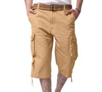 Shorts Cargo Homme Été 3/4 Pantalon Hommes en Coton Léger Court avec Multi-Poches Taille Elastique Short Homme Vintage Pantalon Court Shorts de Sport Cargo Montagne Baggy Bermuda d'été