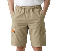 Shorts Cargo Polyvalents Confortables pour Enfants Garçons Filles Élastique Style Jogging Uniforme Scolaire Sergé Extensible Poches Latérales Idéal École Activités (Khaki, 15-16 Years)