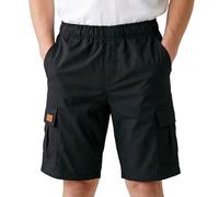 Shorts Cargo Polyvalents Confortables pour Enfants Garçons Filles Élastique Style Jogging Uniforme Scolaire Sergé Extensible Poches Latérales Idéal École Activités (Black, 9-10 Years)
