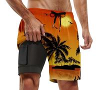 Shorts De Bain Homme Maillot 2 in 1 Tight Liner Short Court Plage Surf Doublure Boxer Respirant Maillots Sport Fitness en Running Anti-Frottement Natation Piscine Étanche Séchage Rapide