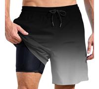 Shorts De Bain Homme Maillot 2 in 1 Tight Liner Slip Short Compressif pour Musculation Étanche Séchage Rapide en Court Nage Anti-Transparent avec Poche Boxer Grande Taille Sport Fitness Respirant