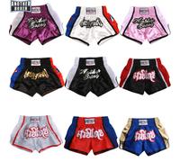 Shorts de Muay Thai pour hommes, femmes et enfants, pantalons d'entraînement de boxe, de kickboxing, brodés, pour la salle de sport, les arts martiaux, le grappling, l'entraînement MMA S84