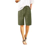 Shorts De Sport Femme Coton Cordon De Serrage Short Court Imprimé Ample Running Travail Plage Coupe Large Poche pour Yoga Fitness Jogging Vacance Bermuda Femme Blanc