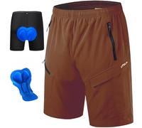 Shorts de VTT pour homme, rembourrés 3D, amples, à séchage rapide, légers, pour le cyclisme, marron, L