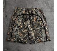 Shorts décontractés amples à taille à cordon et motif de branche pour hommes L,M,S,XLgraphique,Plantes,Tout ImpriméTissu tissé