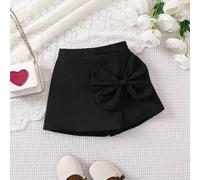Shorts décontractés et élégants pour jeunes filles pour le trajet domicile-travail avec noeuds papillon 3D, vacances, été, voyage 6Y,7Y,4Y,5YUnicoloreTissu tissé