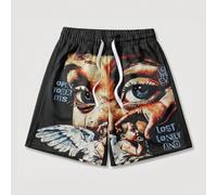 Shorts décontractés graphiques Street Life pour hommes, imprimé vintage sombre, taille à cordon de serrage, bas de streetwear pour un port quotidien du printemps à l'été L,M,S,XL,XXLPortrait,graphique