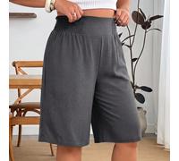 Shorts décontractés tissés à taille élastique de 6 pouces, grande taille 0XL,1XL,2XL,3XL,4XL,5XLUnicoloreTissu tissé