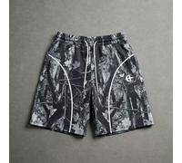 Shorts d'été décontractés pour hommes avec imprimé de branche et cordon de serrage à la taille L,M,S,XL,XXLgraphique,PlantesTissu tricoté