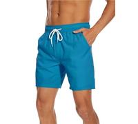 Shorts d'été for hommes Pantalons de plage de vacances élégants Pantalons décontractés for hommes Grande taille Quatre coins Vêtements de rue intérieurs en soie de lait Pour Surf Natation(Lake Blue,M)