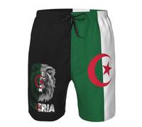 Shorts D'Été pour Hommes Algérie Drapeau Algérien Lion Bain Shorts Séchage Rapide Homme Short Confortable Short De Séchage Rapide pour Natation, Surf, Beach L