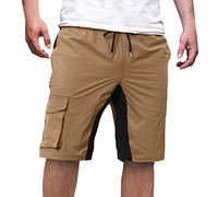Shorts en Coton Hommes Casual Loose Fit Shorts Cargo Légers été Taille élastique Pantalon Tactique Straight Half Sport Pantalon Multi-Poches