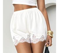 Shorts en dentelle blanche élégants pour femmes avec taille élastique, parfaits pour se détendre ou pour un look d'été chic. Shorts en dentelle ivoire à taille haute, confortables et pour le quotidien