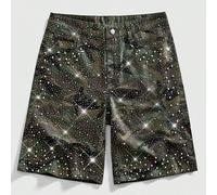Shorts en jean amples à imprimé camouflage avec perles et diamants pour hommes 28,30,32,36,34graphiqueJean