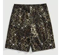Shorts en jean amples à imprimé léopard avec perles et diamants pour hommes 28,30,32,36,34PlantesJean