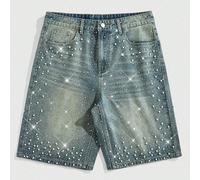 Shorts en jean amples avec décoration de perles et de diamants pour hommes 28,30,32,36,34Jean