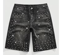 Shorts en jean amples ornés de perles et de diamants pour hommes 28,30,32,36,34Jean