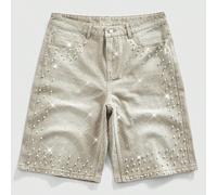 Shorts en jean amples ornés de perles et de diamants pour hommes 28,30,32,36,34Jean