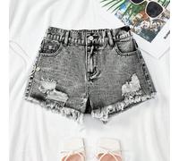 Shorts en jean délavé à taille basse, déchiré avec ourlet , pour ados filles. Shorts d'été bohème pour vacances à la plage. Shorts décontractés pour concerts d'été, festivals, brunch estival et remise