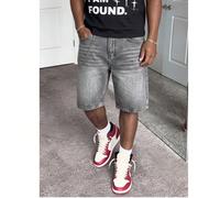Shorts en jean gris délavé pour hommes, style ample et large des rues hip-hop, jambes droites d'été mi-longues, shorts vintage lavés L,M,S,XL,XS,XXLUnicoloreJean