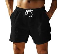 Shorts en Lin pour Hommes Bermuda Homme De Plage Short De Sport Jogging Ample Pantalon Court Coton en Lin Cordon De Serrage Shorts Droit Grande Taille Short Homme Taille Élastique