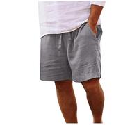 Shorts en Lin pour Hommes Bermuda Homme De Plage Short De Sport Jogging Ample Pantalon Court Coton en Lin Cordon De Serrage Shorts Droit Grande Taille Short Homme De Loisirs Mode