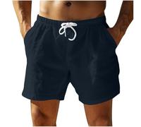 Shorts en Lin pour Hommes Bermuda Homme De Plage Short De Sport Jogging Ample Pantalon Court Coton en Lin Cordon De Serrage Shorts Droit Grande Taille Short Homme Taille Élastique