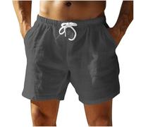 Shorts en Lin pour Hommes Bermuda Homme De Plage Short De Sport Jogging Ample Pantalon Court Coton en Lin Cordon De Serrage Shorts Droit Grande Taille Short Homme Taille Élastique