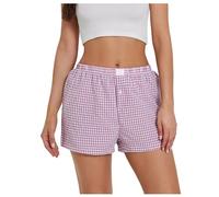 Shorts Et Bermudas Femme, Short pour Femme, Mignon, Doux, imprimé à Carreaux, Bouton sur Le Devant, Bas de Pyjama, vêtements de Nuit