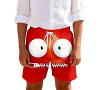 Shorts et Bermudas Garçon Short décontracté pour garçon avec imprimé de visages de dessins animés amusants, taille élastique confortable, vêtement de jeu pour enfants et tout-petits (Red, 11-12 Years)