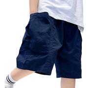 Shorts Et Bermudas Garçon - Short Enfant Garçon Short Cargo Uni Grande Taille pour Enfants avec Poches Latérales Et Cinq Poches pour Garçons (Navy 14-15 Years)