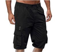 Shorts et Bermudas Homme Cargo Été Mode Travail Taille Elastique Short Couleur Unie Pantalon Sport Jogging Décontracté Fitness Survêtement Hommes Trekking Plage Extérieur Short avec Poches Zippées