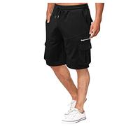 Shorts Et Bermudas Homme Cordon De Serrage Taille Elastique avec Poche Cargo Short Slim Mode Militaire Randonnée Jogging Pas Cher VTT Bermuda Short Pyjama Homme(Noir,4XL)