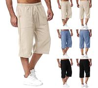 Shorts Et Bermudas Homme, Taille Elastique Sportswear Pantalons Large Bermuda Confortable Pantalon Fluide Homme, Chino Yoga Training 3/4 Grande Taille Jogging